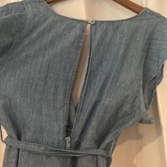 Top shop denim flutter dress back slit low cut size 10 - Picture 3 of 4